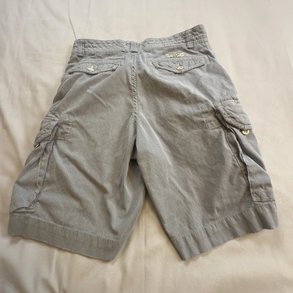 Polo‎ Ralph Lauren Men's Cargo Shorts 32 Blue White Seersucker